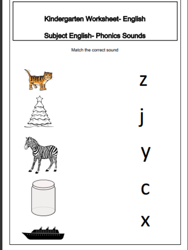 100% free Kindergarten Printable Worksheet English Phonics without watermark